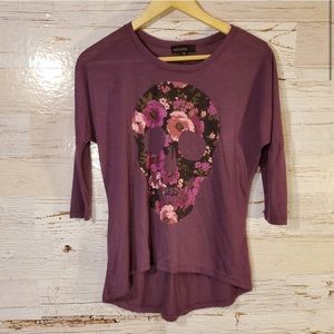 Skull Graphic Purple High Low Tee | Weavers | D